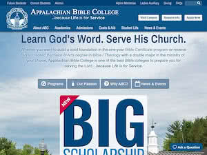 Appalachian Bible College's official website homepage screenshot