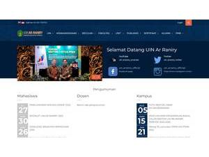 Ar-Raniry State Islamic University's official website homepage screenshot