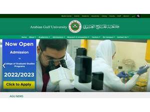 Arabian Gulf University's official website homepage screenshot