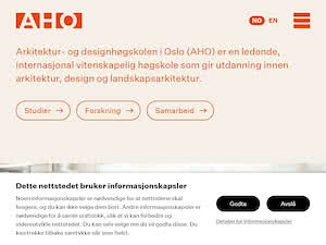 Arkitektur- og designhøgskolen i Oslo's official website homepage screenshot