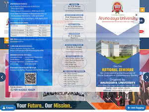 Arunodaya University's official website homepage screenshot