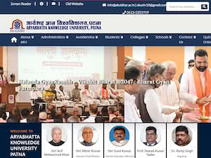 Aryabhatta Knowledge University's official website homepage screenshot