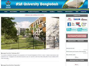 ASA University Bangladesh's official website homepage screenshot