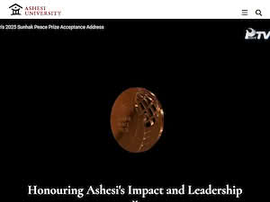 Ashesi University's official website homepage screenshot