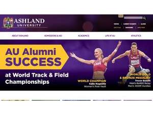 Ashland University's official website homepage screenshot