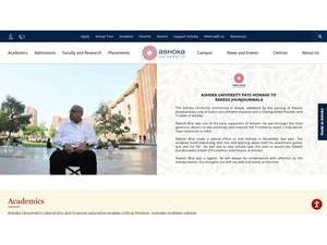 Ashoka University's official website homepage screenshot