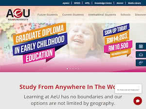 Asia e University's official website homepage screenshot