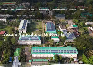 Assam Agricultural University's official website homepage screenshot