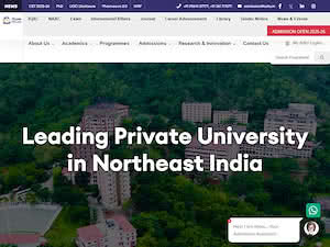 Assam Down Town University's official website homepage screenshot
