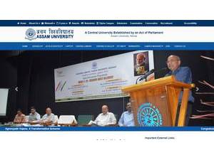 Assam University's official website homepage screenshot