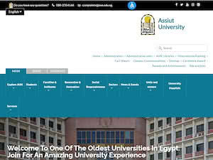 Assiut University's official website homepage screenshot