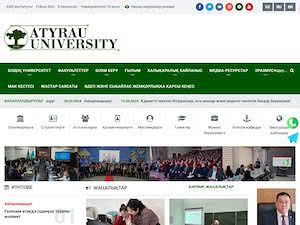 Atyrau State University's official website homepage screenshot