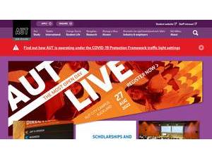 Auckland University of Technology's official website homepage screenshot