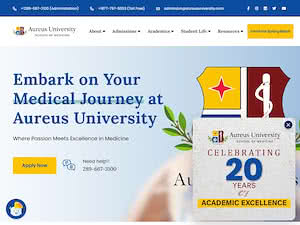 Aureus University School of Medicine's official website homepage screenshot