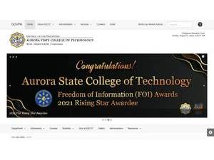 Aurora State College of Technology's official website homepage screenshot