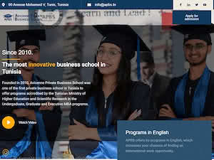 Avicenne Private Business School's official website homepage screenshot