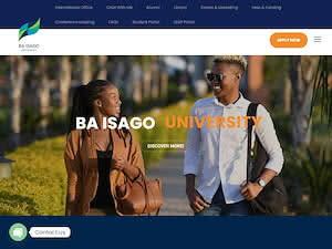 BA ISAGO University's official website homepage screenshot