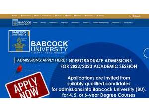 Babcock University's official website homepage screenshot