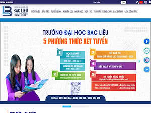 Bac Lieu University's official website homepage screenshot