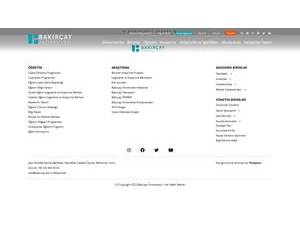 Bakirçay University's official website homepage screenshot