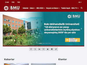Baku Engineering University's official website homepage screenshot