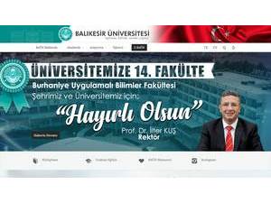 Balikesir Üniversitesi's official website homepage screenshot