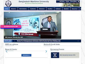 Bangladesh Maritime University's official website homepage screenshot