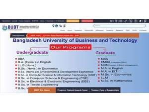 Bangladesh University of Business and Technology's official website homepage screenshot
