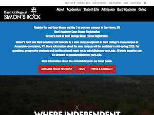 Bard College at Simon's Rock's official website homepage screenshot