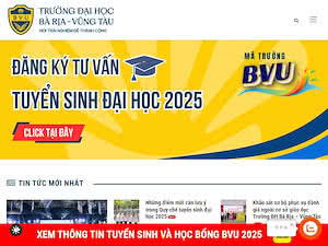 Baria Vungtau University's official website homepage screenshot