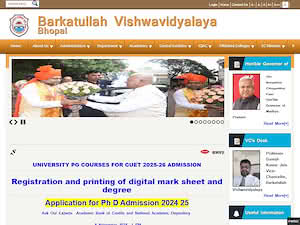 Barkatullah University's official website homepage screenshot