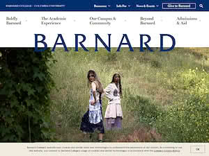 Barnard College's official website homepage screenshot