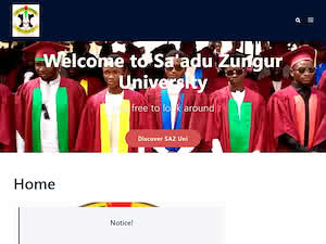 Bauchi State University's official website homepage screenshot