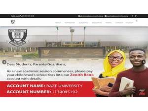 Baze University's official website homepage screenshot