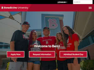 Benedictine University's official website homepage screenshot