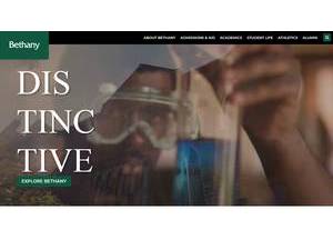 Bethany College's official website homepage screenshot