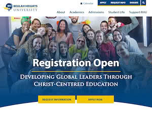 Beulah Heights University's official website homepage screenshot