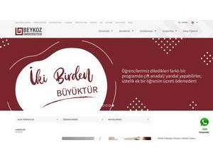 Beykoz University's official website homepage screenshot
