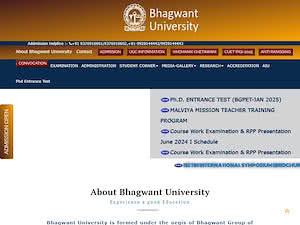 Bhagwant University's official website homepage screenshot