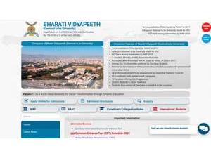 Bharati Vidyapeeth Deemed University's official website homepage screenshot
