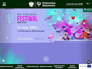Białystok University of Technology's official website homepage screenshot