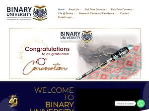 Binary University of Management and Entrepreneurship's official website homepage screenshot
