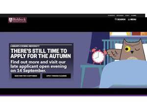 Birkbeck, University of London's official website homepage screenshot