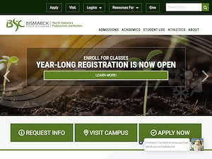 Bismarck State College's official website homepage screenshot