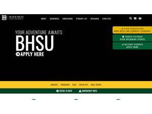 Black Hills State University's official website homepage screenshot
