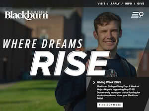 Blackburn College's official website homepage screenshot