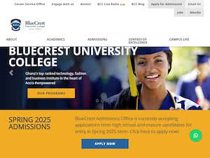 BlueCrest College's official website homepage screenshot