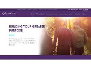 Bluffton University's official website homepage screenshot