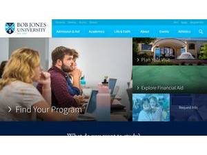 Bob Jones University's official website homepage screenshot