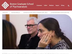 Boston Graduate School of Psychoanalysis's official website homepage screenshot